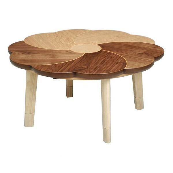 家具調こたつ 座卓 花型 天然木 継脚タイプ 桜音 直径100cm （ コタツ