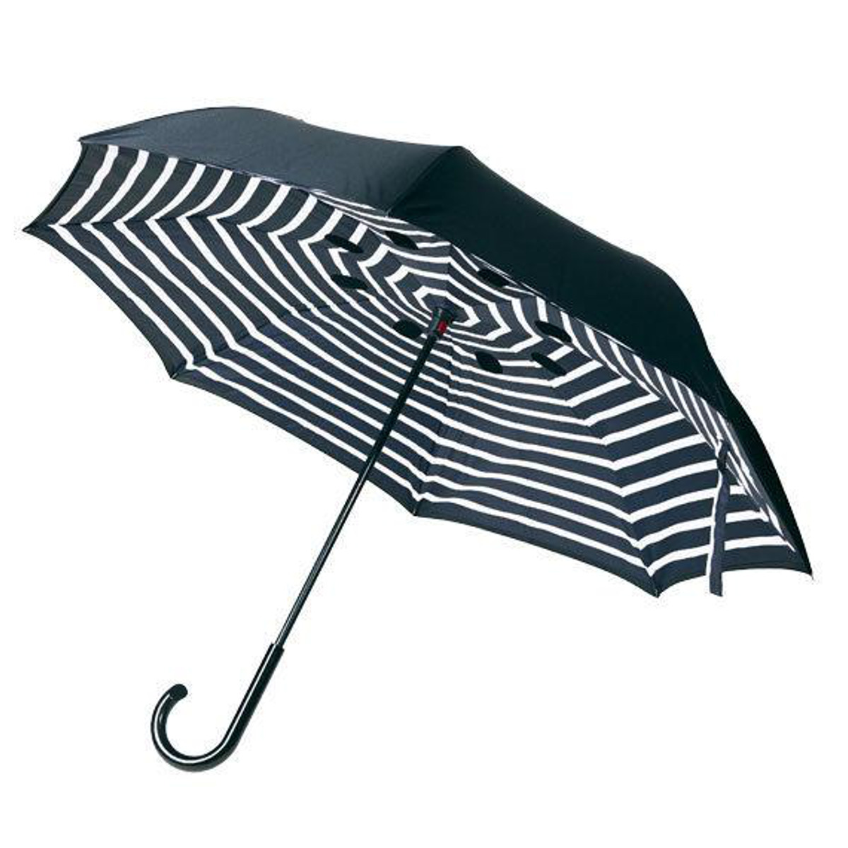 傘 晴雨兼用 逆さに開く2重傘 circus サーカス 長傘 二重傘 ベージュ×ブラック ( カサ かさ 雨傘 日傘 アンブレラ UV対策 通勤 通学 洋傘 晴雨傘 2重構造 2重傘 逆開き傘 逆さ傘 さかさま傘 逆傘 レイングッズ ) 【ストライプ×ブラック】 ストライプ×ブラック