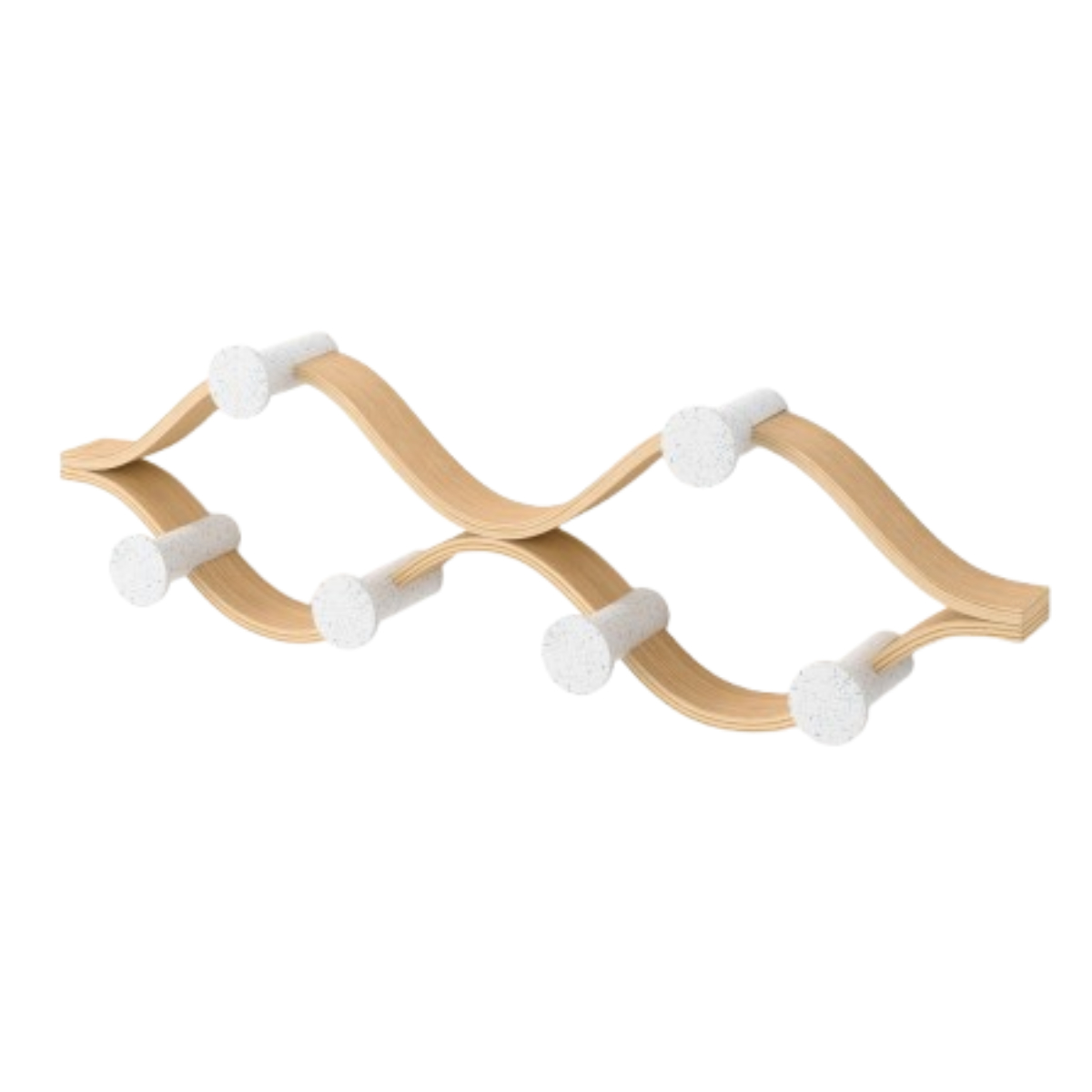 棚 壁 モンタージュ フック 6個付き 幅51×奥行6×高さ15cm ( Umbra アンブラ 壁掛け デザインフック 壁掛けフック ウォールフック 壁面収納 木製 おしゃれ コートハンガー 洋服掛け ハンガーフック 玄関 収納 カバン 帽子 ) 【ナチュラル】 ナチュラル