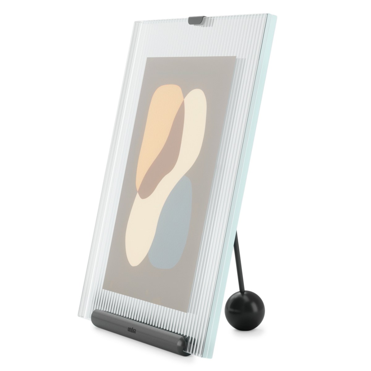 Umbra フルート フォトフレーム ガラス スチール 20×23cm ( 写真立て 写真 フレーム ガラス製 縦 横 2L判 イーゼルデザイン リブガラス 溝付きガラス フルートガラス おしゃれ フォト 飾る インテリア 玄関 リビング ) 【ブラック】 ブラック