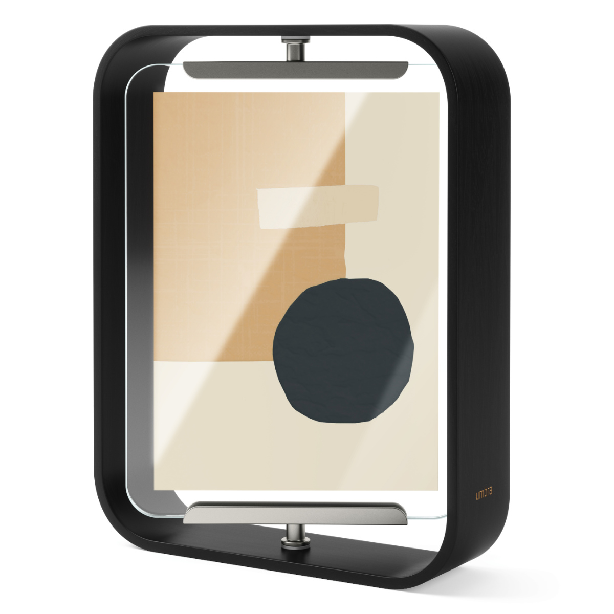 Umbra フォトフレーム ベルウッドデスクフレーム 18.8×23.9cm 木製 ガラス ( 写真立て 写真 フレーム 木 縦 横 2L判 回転 角度調整 おしゃれ フォト 飾る インテリア 玄関 リビング ) 【ブラック】 ブラック