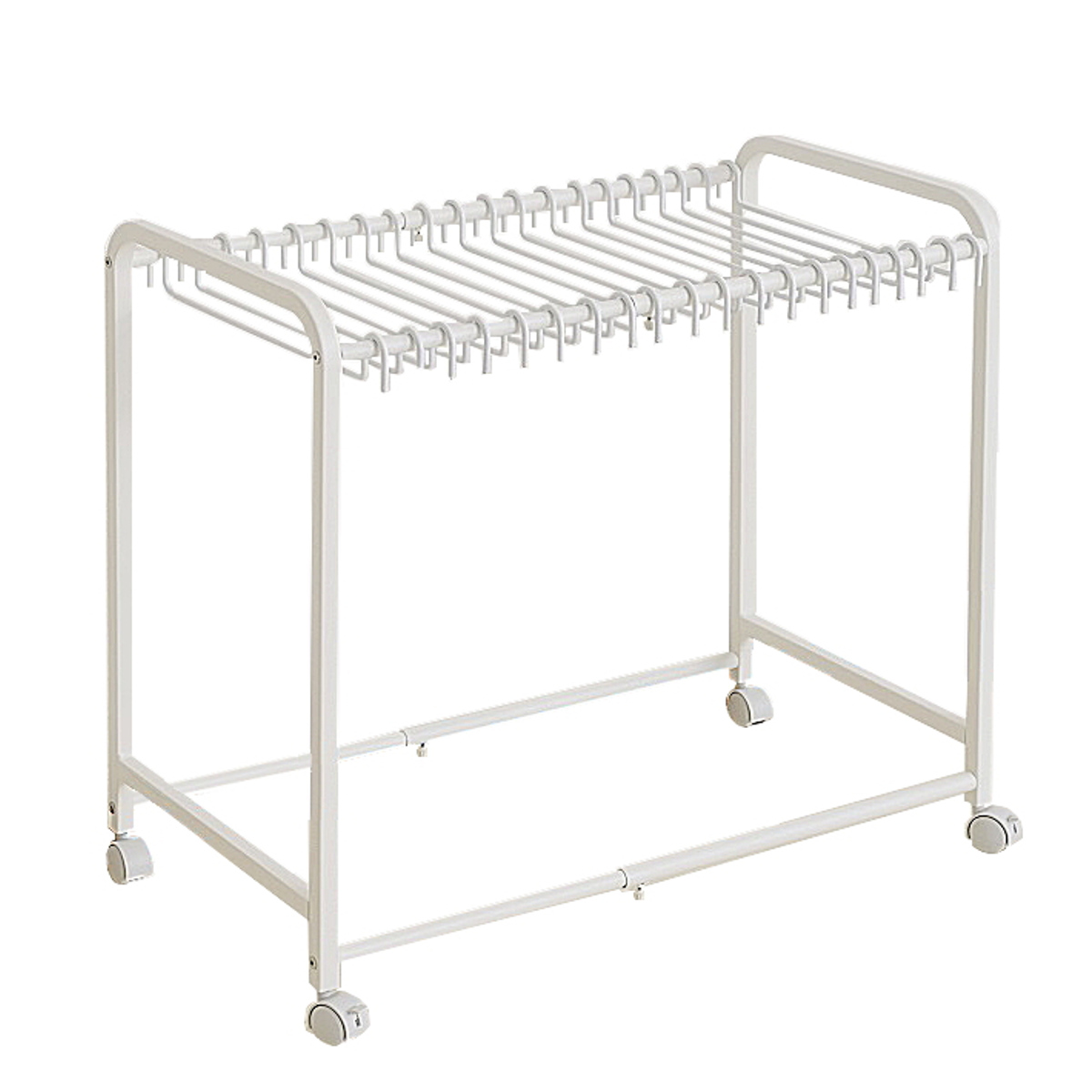 スラックスハンガー 伸縮式 キャスター付き 20本掛け 幅48.5~76.5×奥行42.5×高さ70cm ( ズボンハンガー パンツハンガー スリム 伸縮 クローゼット収納 押入れ収納 ズボン掛け ズボン パンツ 収納 ハンガー ラック 跡がつかない )