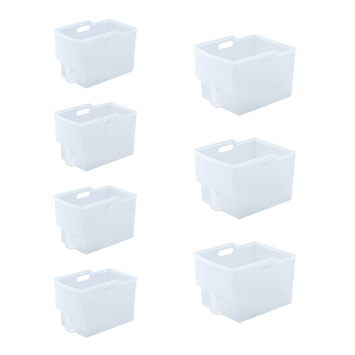 吊戸棚ボックス スリム4個 ワイド3個 ( 幅18.5cm 幅24cm キッチンストッカー 取っ手付き 吊戸棚 ケース ボックス 吊り戸棚ストッカー キッチン収納ケース 戸棚収納 収納BOX 吊り戸棚 キッチン 収納 整理ケース ) 【クリア】 クリア