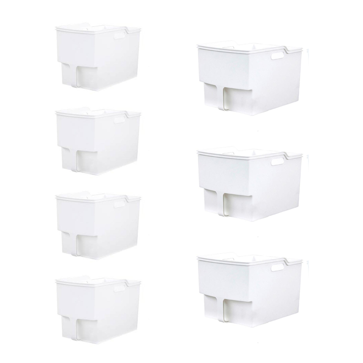 吊戸棚ボックス スリム4個 ワイド3個 ( 幅18.5cm 幅24cm キッチンストッカー 取っ手付き 吊戸棚 ケース ボックス 吊り戸棚ストッカー キッチン収納ケース 戸棚収納 収納BOX 吊り戸棚 キッチン 収納 整理ケース ) 【ホワイト】 ホワイト