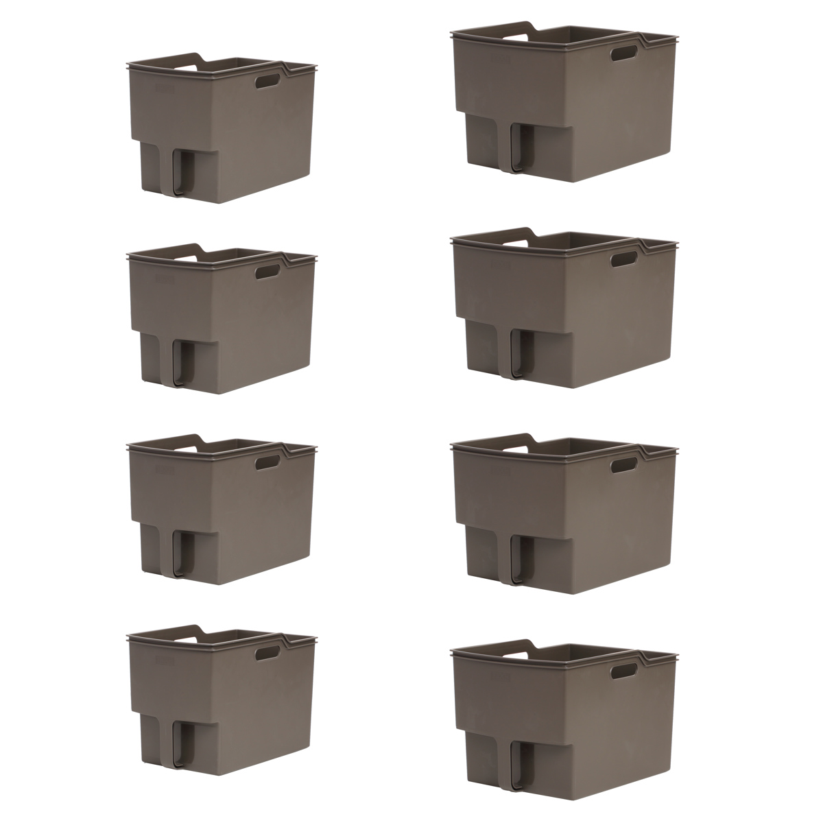 吊戸棚ボックス スリム4個 ワイド4個 ( 幅18.5cm 幅24cm キッチンストッカー 取っ手付き 吊戸棚 ケース ボックス 吊り戸棚ストッカー キッチン収納ケース 戸棚収納 収納BOX 吊り戸棚 キッチン 収納 整理ケース ) 【ブラウン】 ブラウン