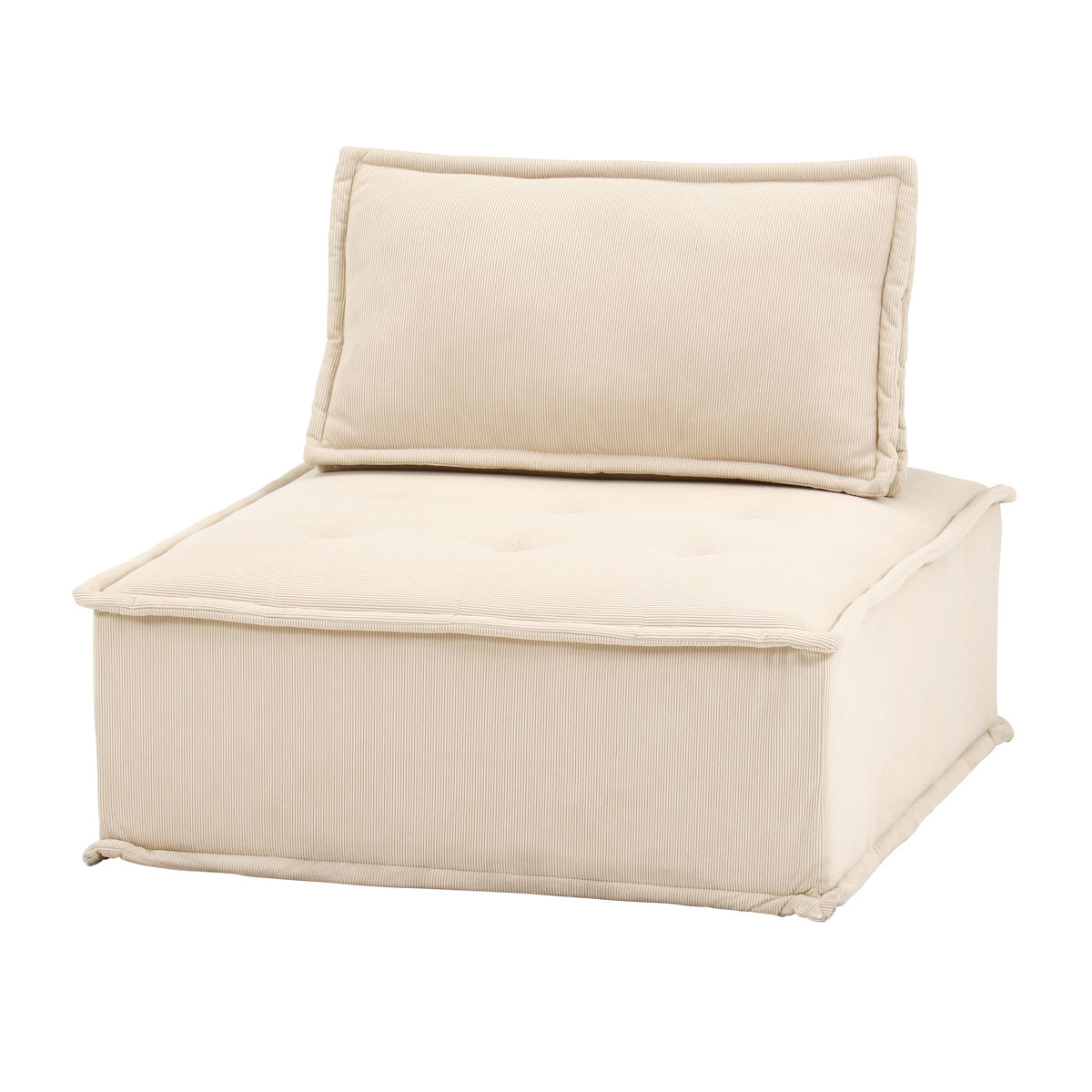 ソファ 1人掛け 正方形 幅94cm MY STYLEソファ ( スクエア レイアウト 組合せ 自由 フロアソファ ローソファ オットマン クッション 収納 コーデュロイ ) 【ベージュ】 ベージュ