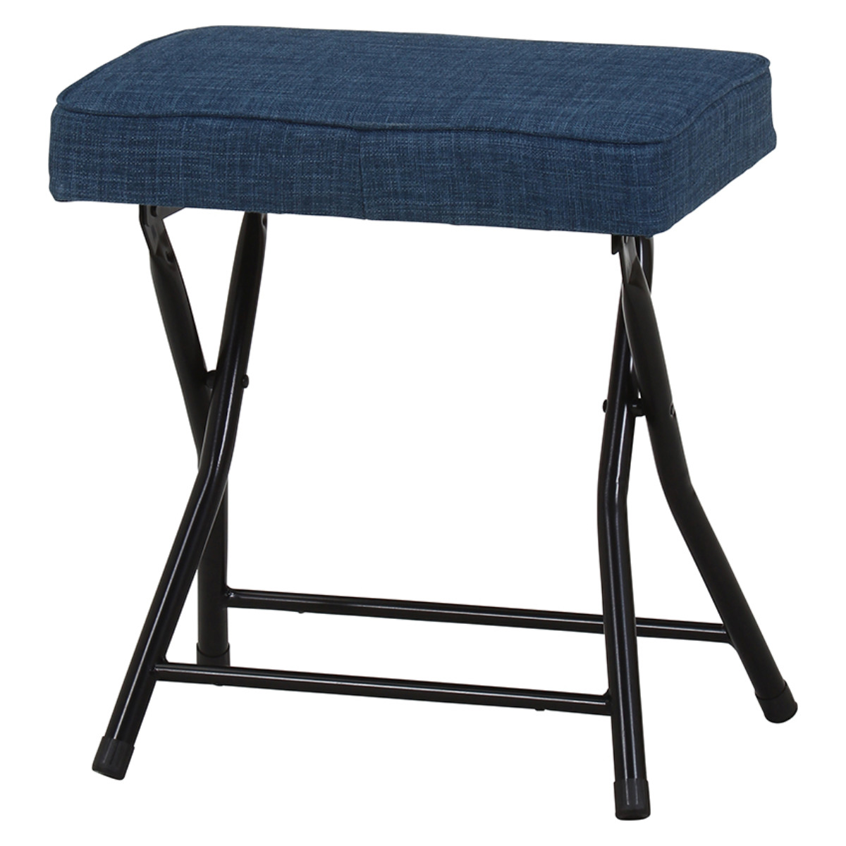 折りたたみ椅子 座面高49cm スツール ワイドチェア バーディー ( 背もたれなし ツートン おしゃれ スリム チェア レザー調 ファブリック 座面 ダイニング キッチン リビング デスク ) 【ブルー】 ブルー