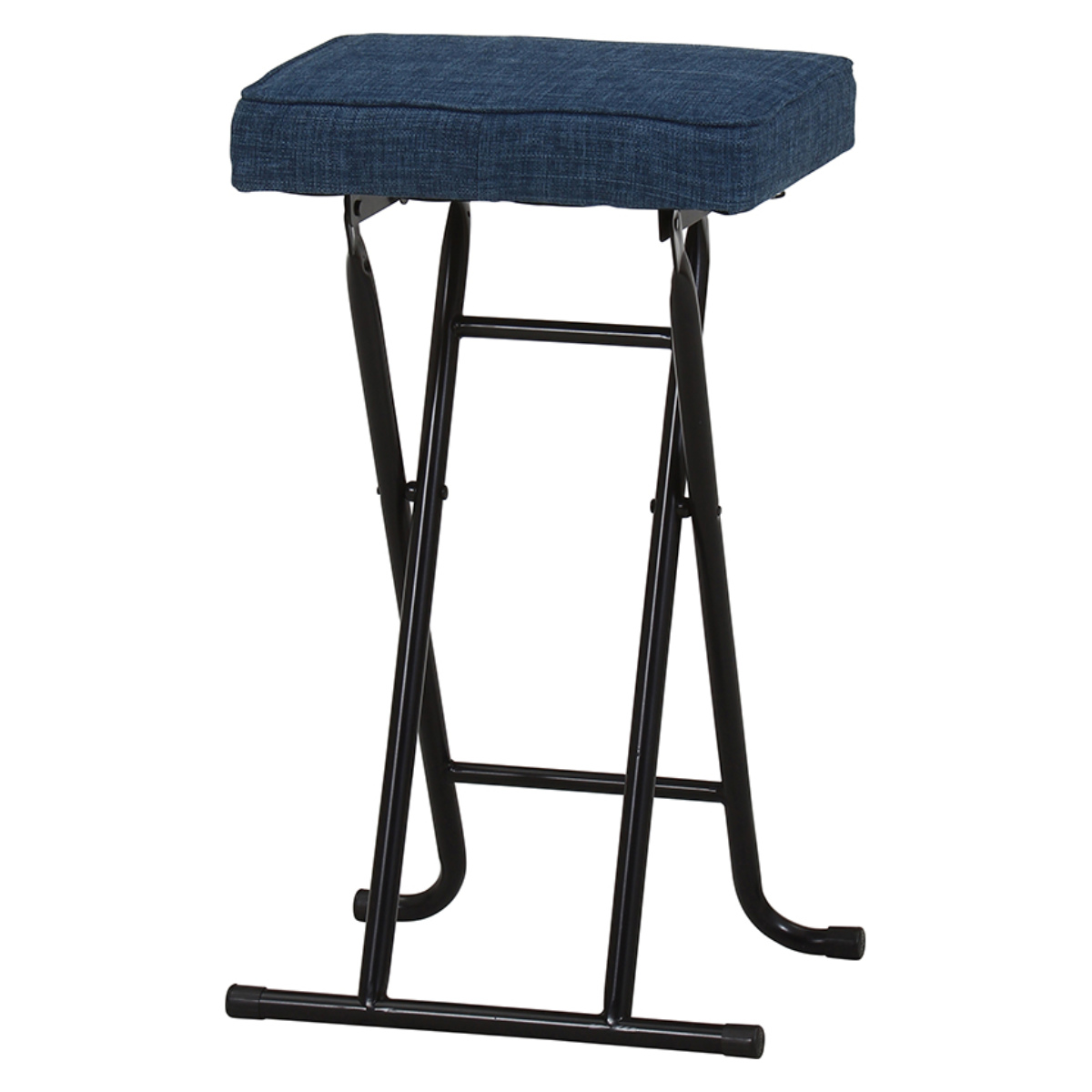 折りたたみ椅子 座面高60cm ハイスツール イーグル ( ハイタイプ 背もたれなし ツートン おしゃれ スリム チェア レザー調 ファブリック 座面 ダイニング キッチン リビング デスク ) 【ブルー】 ブルー
