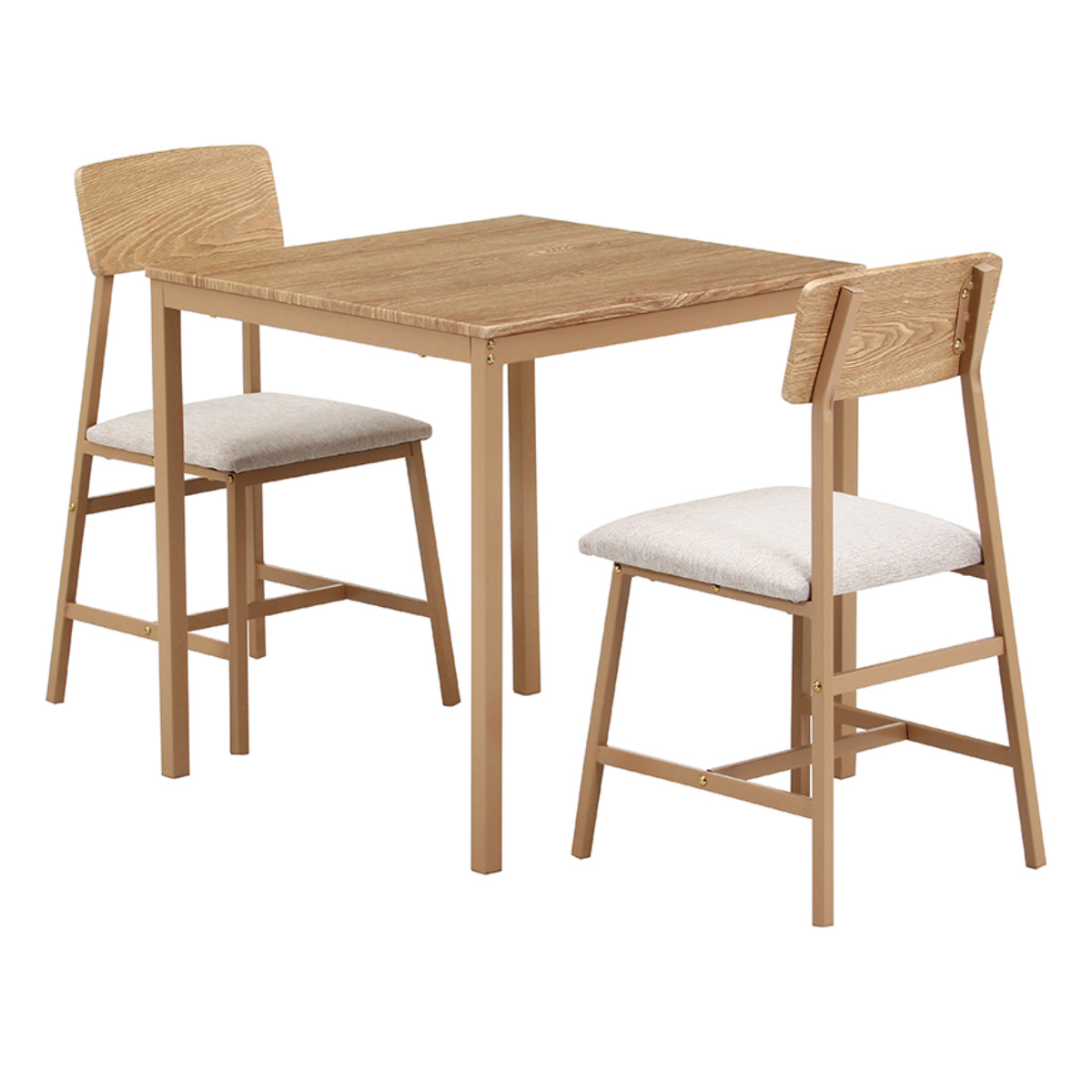 ダイニングテーブルセット 2人掛け 3点セット テーブル幅70cm チェア×2 マリー ( ダイニングセット 正方形 スクエア 1人掛け テーブル コンパクト カフェテーブル 椅子 セット ビンテージ調 ナチュラル レザー調 ファブリック ) 【ベージュ】 ベージュ