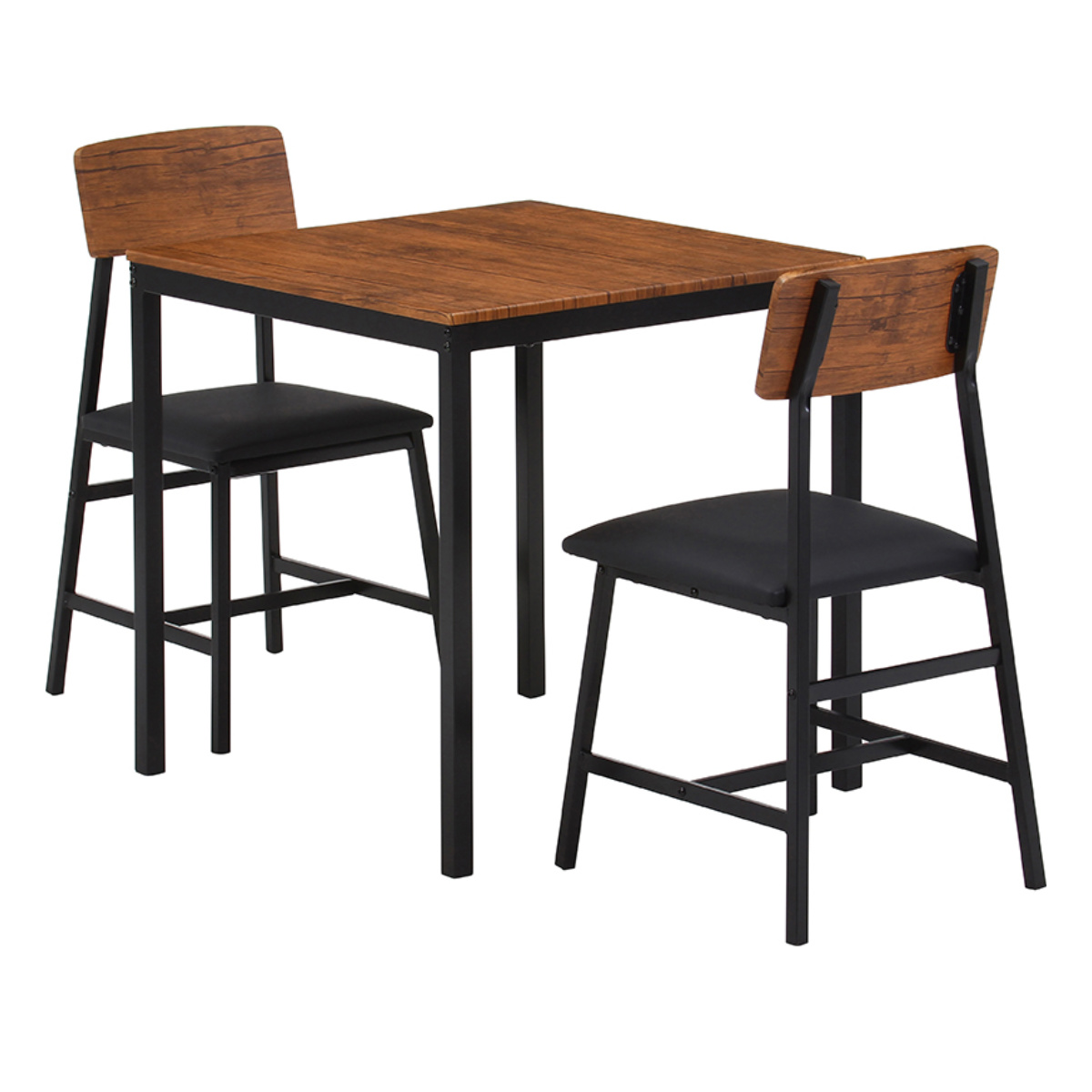 ダイニングテーブルセット 2人掛け 3点セット テーブル幅70cm チェア×2 マリー ( ダイニングセット 正方形 スクエア 1人掛け テーブル コンパクト カフェテーブル 椅子 セット ビンテージ調 ナチュラル レザー調 ファブリック ) 【ビンテージ】 ビンテージ