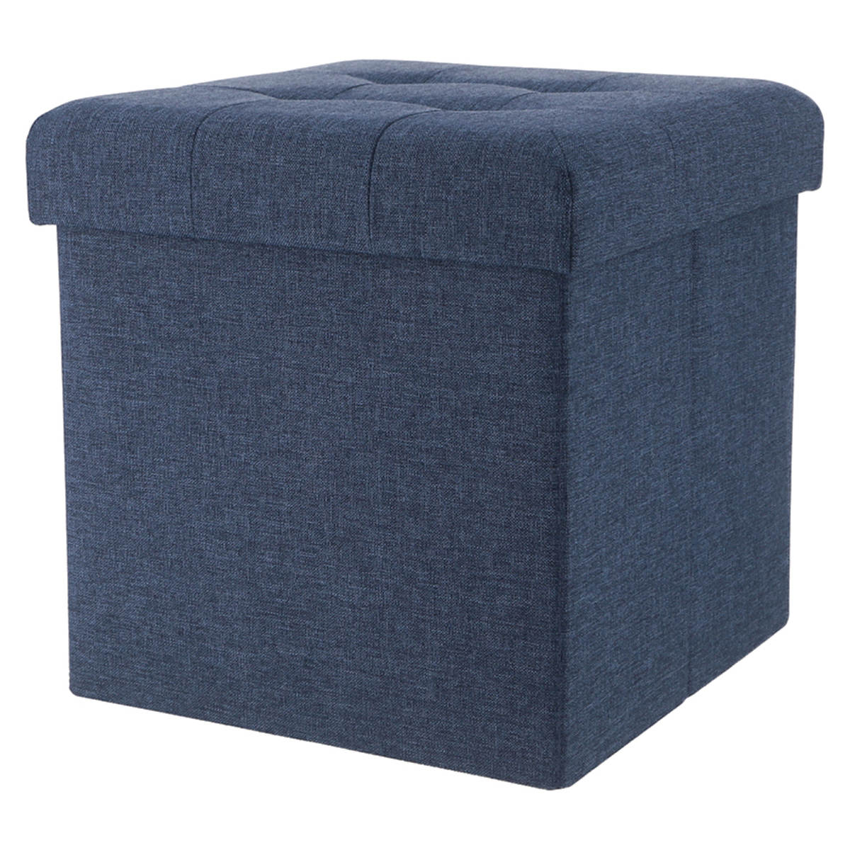 収納スツール 座面正方形タイプ テーブルにもなる収納スツール ( 折りたたみ 座れる 収納 ボックス テーブル サブテーブル ファブリック 布 正方形 スクエア サイドテーブル リビング 玄関 ) 【ネイビー】 ネイビー