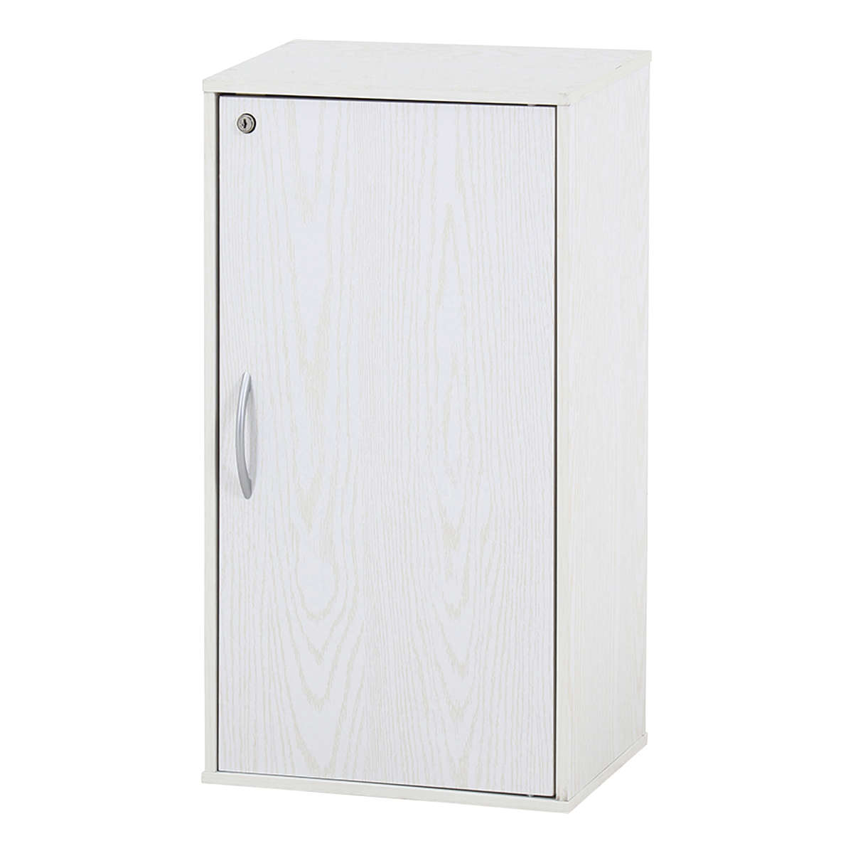 収納ボックス 幅39cm 鍵付き 可動棚 ( 棚 ラック ロッカー 収納 鍵付 カラボ 書類 隠す収納 ナチュラル ホワイトウォッシュ 省スペース コンパクト ) 【ホワイトウォッシュ】 ホワイトウォッシュ