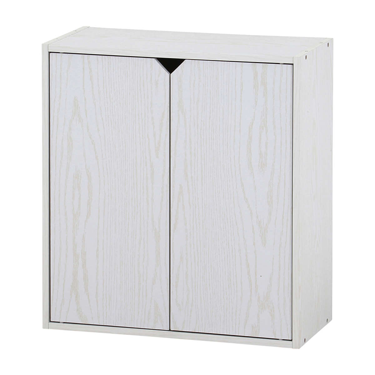 連結可能 収納ボックス 幅60cm 前面扉タイプ ( 棚 ラック 連結 積み重ね 扉収納 隠す収納 ナチュラル ホワイトウォッシュ 省スペース コンパクト ) 【ホワイトウォッシュ】 ホワイトウォッシュ