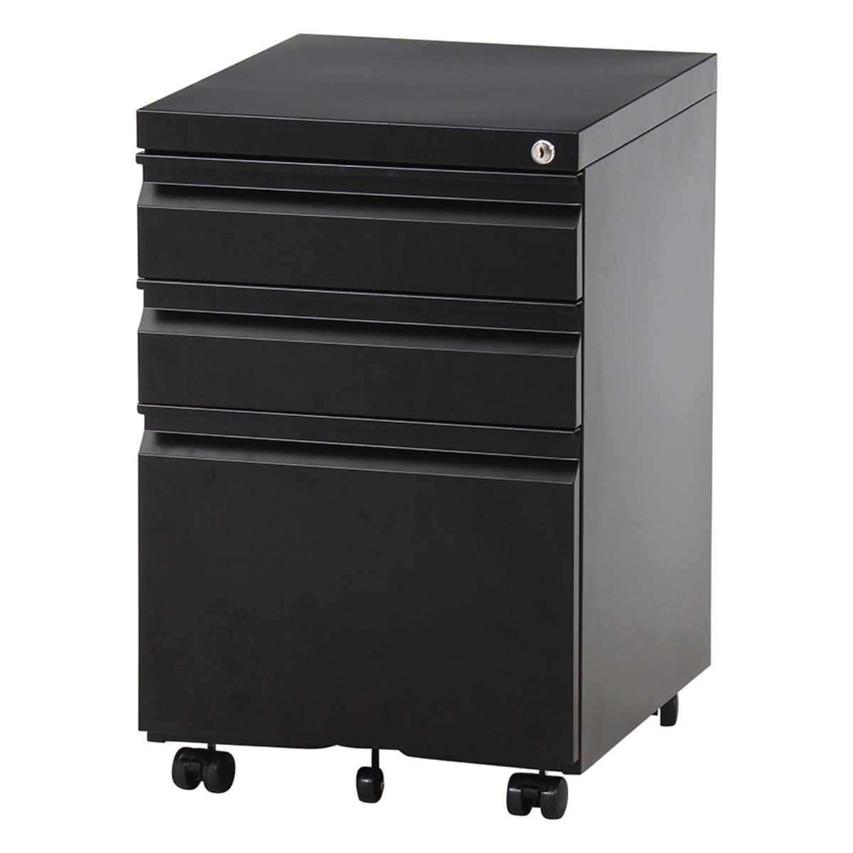 デスクワゴン キャスター付 3段 幅39cm カプリス ( ワゴン サイドワゴン 鍵付き 引き出し 収納 A4 ペントレー付き サイドチェスト 脇机 キャビネット 高さ60cm サイドキャビネット 書類整理 おしゃれ デスク横 デスク下 引出し ) 【ブラック】 ブラック