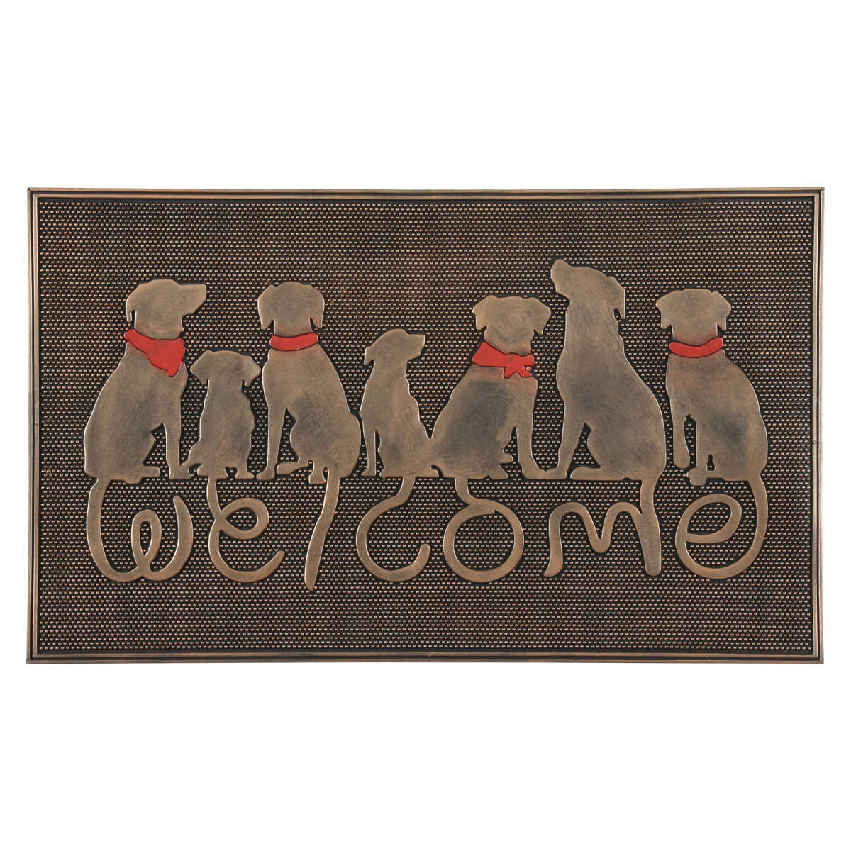 玄関マット 屋外 ラバーマット 犬 45×75 ( 泥落とし 洗える 水洗い 弾力 マット 滑り止め 雨 ラバー ゴム 幅75cm イヌ おしゃれ カフェ ベランダ デッキ テラス 玄関 ゴム素材 外用 室内 薄手 ペット ) 【ウェルカム】 ウェルカム