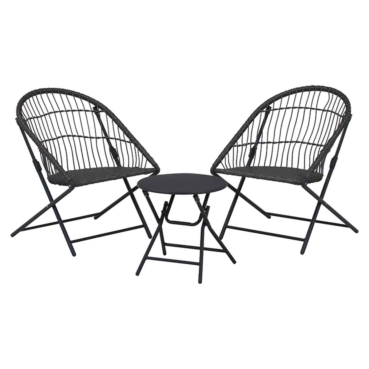 ガーデンテーブル&チェアセット elma ( ガーデン ソファ チェア テーブル 椅子 机 庭 屋外 センターテーブル 3点セット カフェ風 モダン インテリア バルコニー 室内 ホテル リゾート 折りたたみ 収納袋付 高級感 おしゃれ )