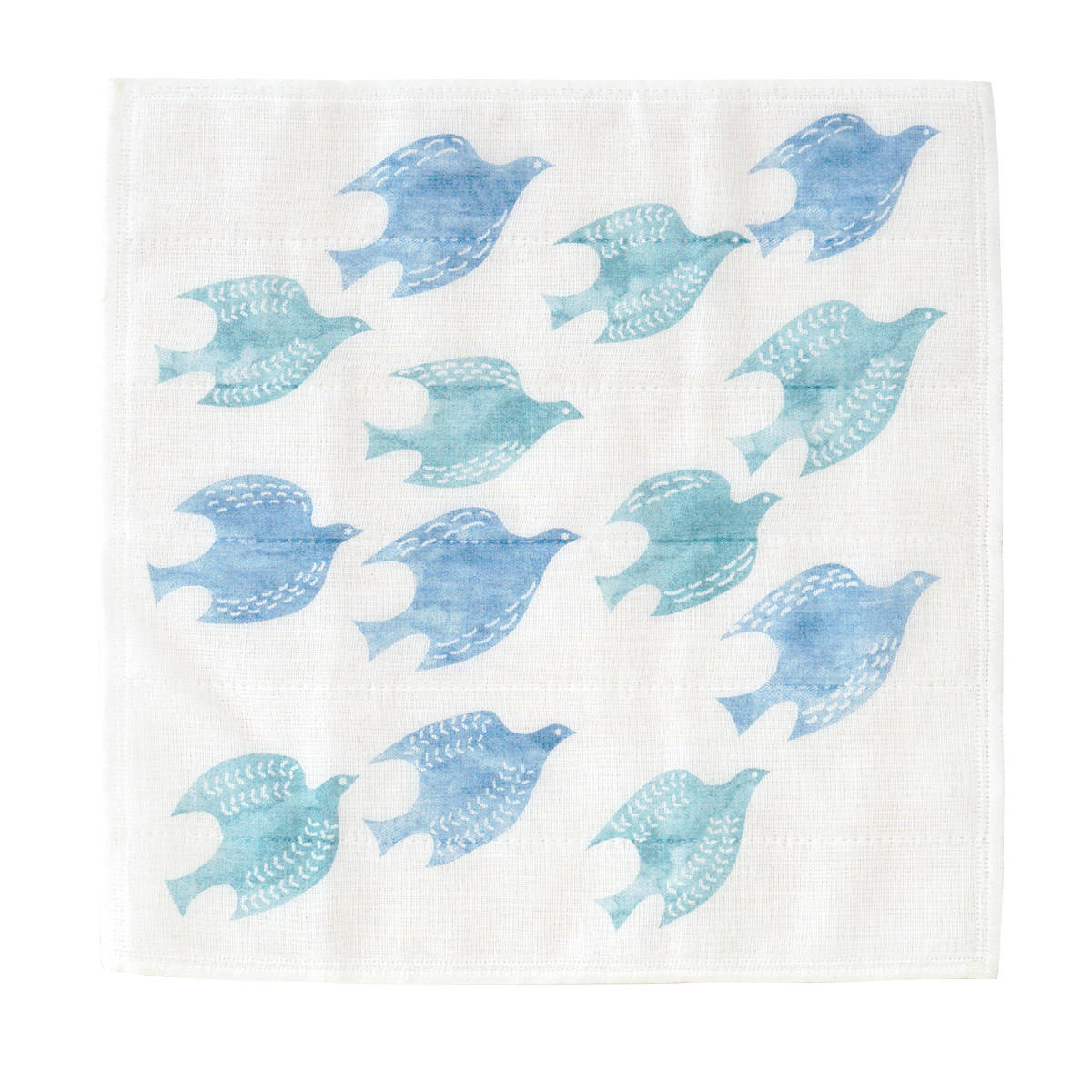 ふきん ハッピーモチーフ しあわせ重ねふきん 30×30cm ( 布巾 フキン 蚊帳生地ふきん かや生地ふきん かや生地 綿100% 日本製 動物 野菜 花柄 キッチン用 綿 コットン 吸水 食器拭き 台拭き 台ふきん おしぼり キッチンタオル ) 【青い鳥】 青い鳥