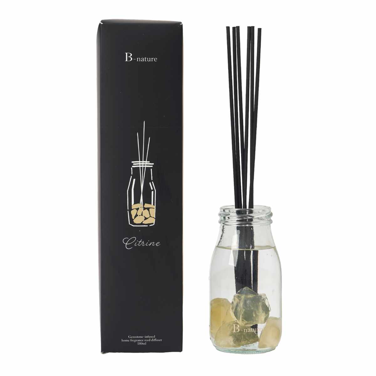 リードディフューザー B-nature ビーネイチャー ジュエリーリードディフューザー 180ml ( ディフューザー アロマディフューザー ガラス 芳香剤 箱入り ルームフレグランス スティック 天然石 アロマ フレグランス 香り 寝室 玄関 ) 【シトリン】 シトリン