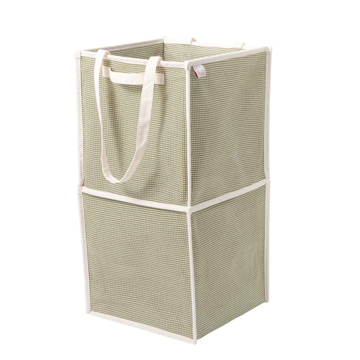 ランドリーバスケット 折りたたみ ピアット ダブル ( バスケット ランドリー 持ち手付 洗濯 脱衣かご 折り畳み 洗濯かご 隙間 収納 おもちゃ 水回り 脱衣所 玄関 シンプル 軽量 コットン ) 【カーキ】 カーキ