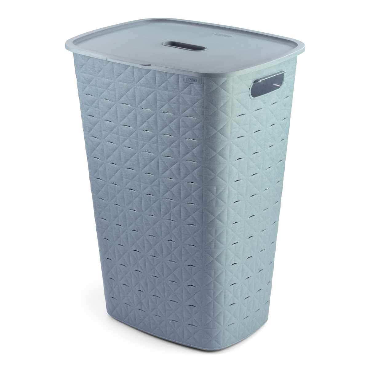 ランドリーバスケット CURVER ソフテックス フタ付き 56L ( カーバー Softex バスケット ランドリー 持ち手付 樹脂 洗濯 脱衣かご 洗濯かご 蓋付き 収納 おもちゃ 水回り 脱衣所 キルティング風 ) 【ブルー】 ブルー