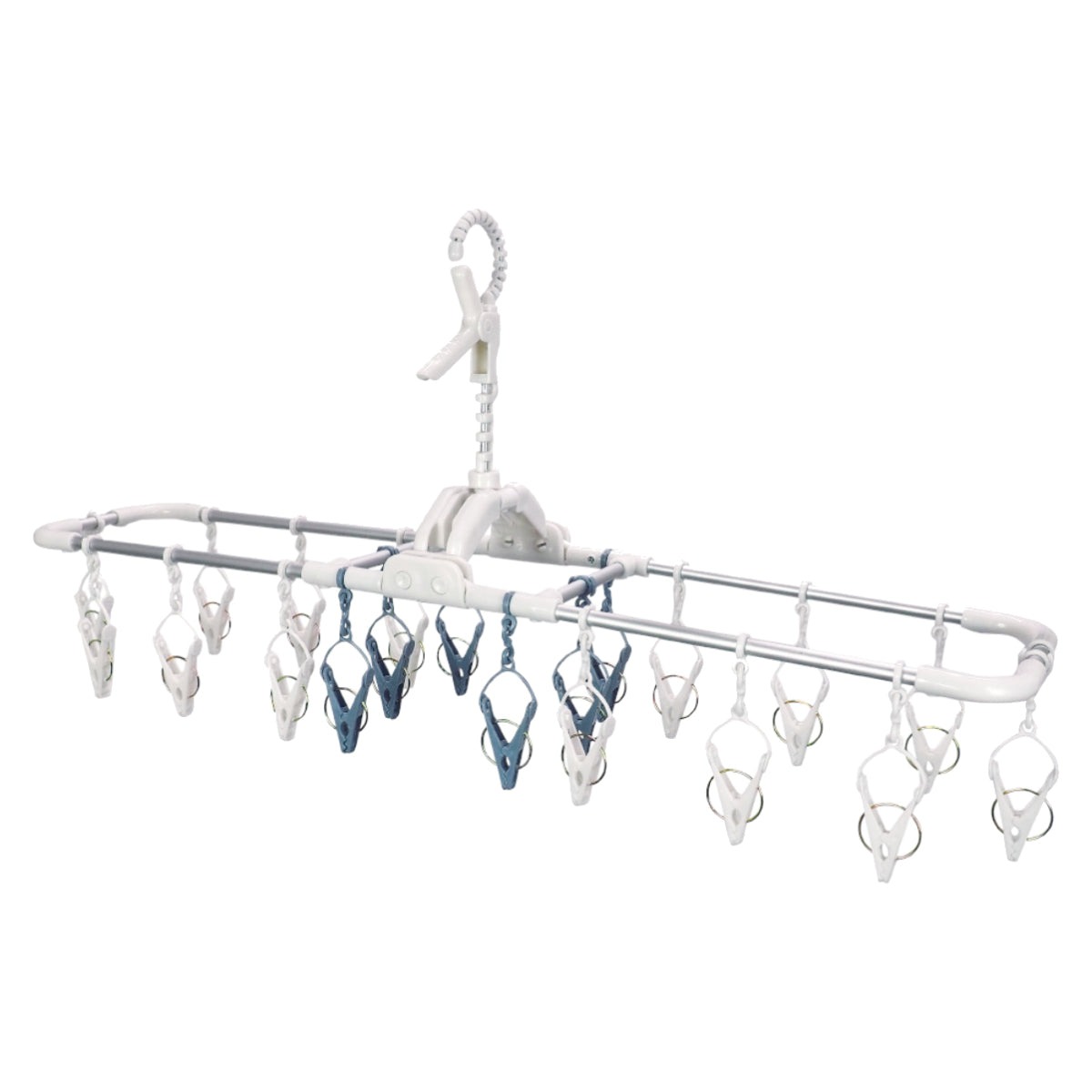 洗濯ハンガー 干し分けランドリー アルミハンガー 角ハンガー スリム 20ピンチ ( 洗濯 ハンガー 物干しハンガー 引っ張るだけ ピンチハンガー 折りたたみ 洗濯ばさみ 20個 アルミ製 軽量 キャッチフック 可動式 ピンチ )