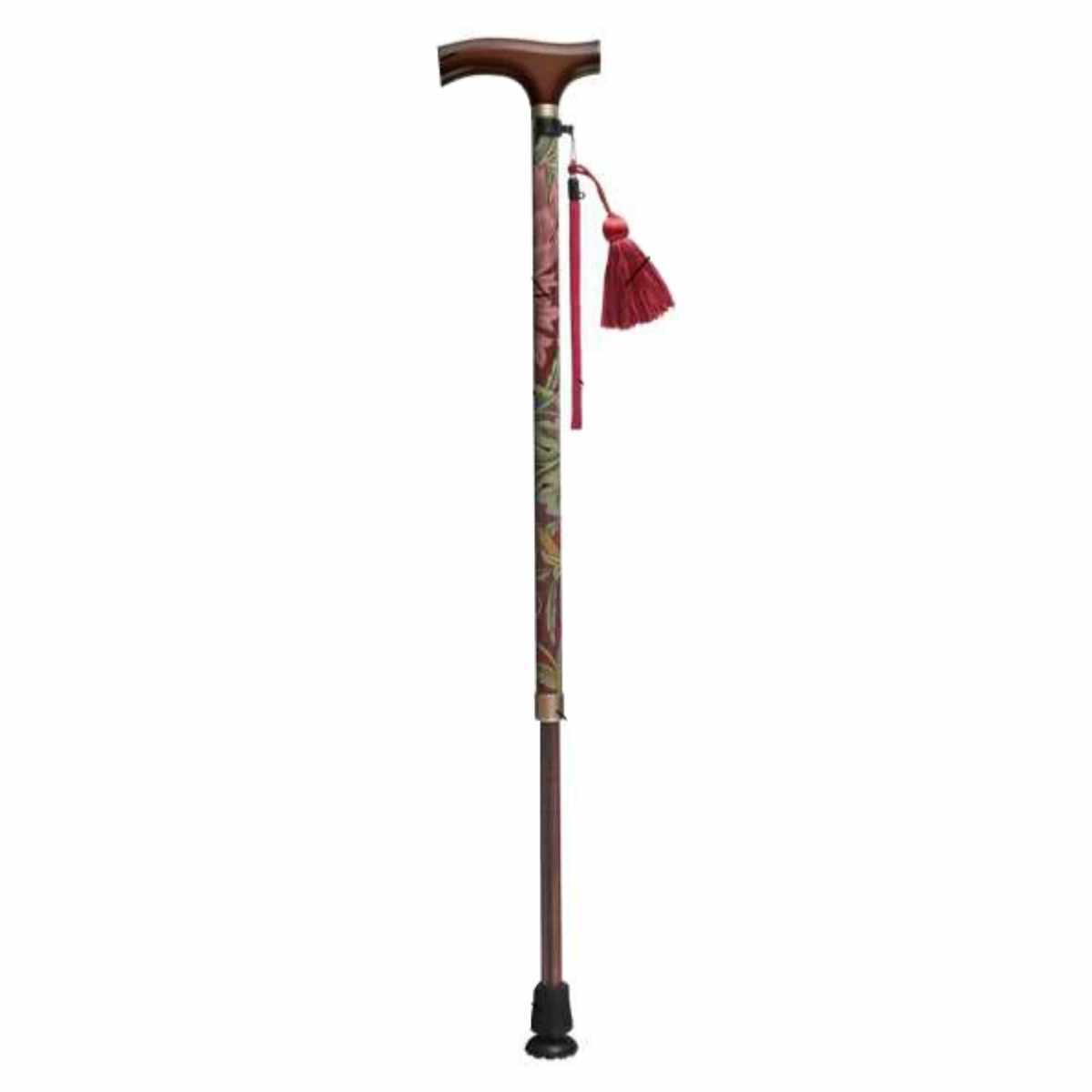 杖 ウィリアムモリス ハニーサックル&チューリップ 伸縮 軽量 おしゃれ 女性 介護 ( 伸縮杖 10段階調節 つえ ウィリアム・モリス ストラップ付き 滑りにくい 歩行補助 外出 散歩 転倒防止 高級感 介護用品 )