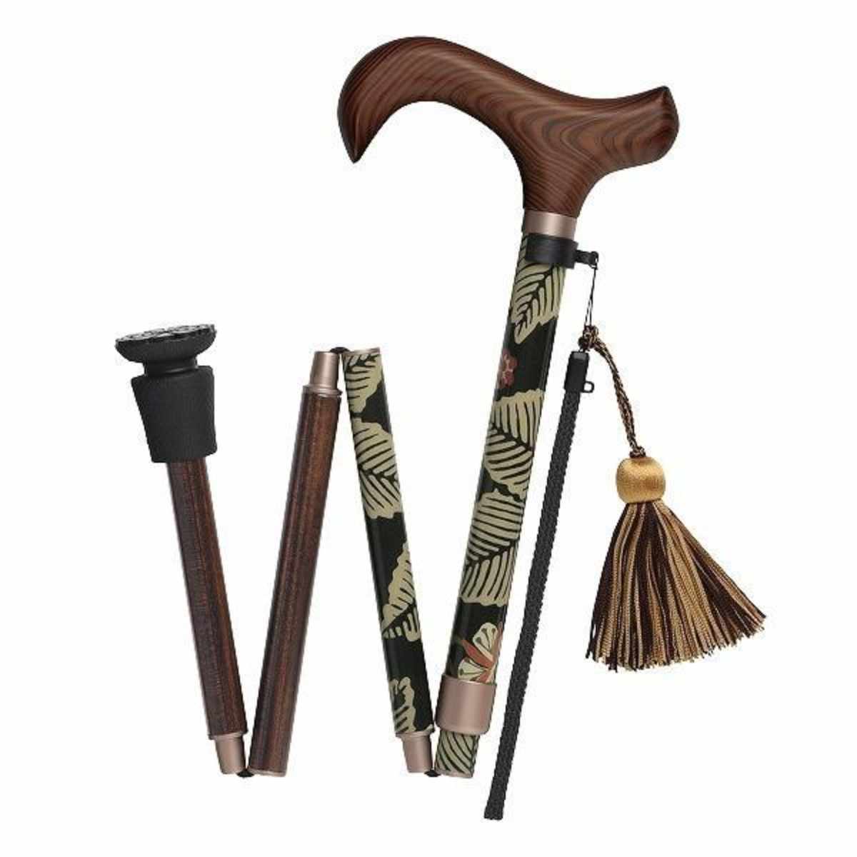杖 ウィリアムモリス ブランブル 折りたたみ 軽量 おしゃれ 女性 介護 ( 伸縮杖 5段階調節 つえ 折り畳み 伸縮 ウィリアム・モリス ストラップ付き 滑りにくい 持ち運び 歩行補助 転倒防止 高級感 )