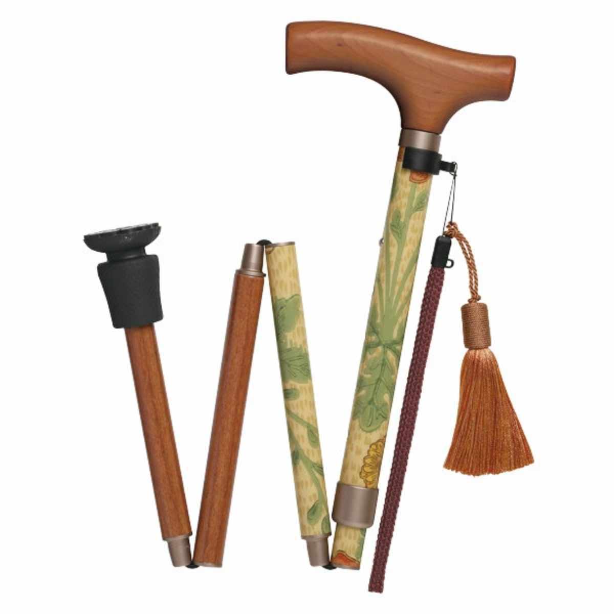 杖 ウィリアムモリス デイジー 折りたたみ 軽量 おしゃれ 女性 介護 ( 伸縮杖 5段階調節 つえ 折り畳み 伸縮 ウィリアム・モリス ストラップ付き 滑りにくい 持ち運び 歩行補助 転倒防止 高級感 )