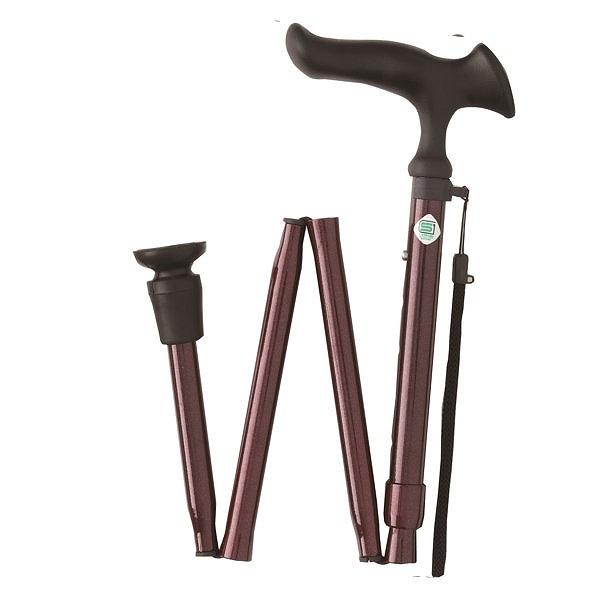 杖 かるがも E 滑りにくい DX先ゴム ステッキ 折りたたみ 軽量 女性 男性 介護 ( 5段階調節 一点杖 伸縮折りたたみ 衝撃吸収 アルミ製 左右兼用 SGマーク T字杖 アルミ杖 折り畳み 外出 福祉散歩 転倒防止 ) 【レッド】 レッド