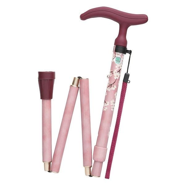 杖 アクティブグレース 折りたたみ 軽量 ステッキ おしゃれ 女性 介護 ( 5段階調節 つえ アルミ製 アルミ SGマーク 外出 福祉散歩 滑りにくい 立ち上がりやすい 立ち上がり補助 転倒防止 負担軽減 ) 【桜ピンク】 桜ピンク