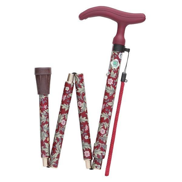 杖 アクティブグレース 折りたたみ 軽量 ステッキ おしゃれ 女性 介護 ( 5段階調節 つえ アルミ製 アルミ SGマーク 外出 福祉散歩 滑りにくい 立ち上がりやすい 立ち上がり補助 転倒防止 負担軽減 ) 【ワインレッド】 ワインレッド