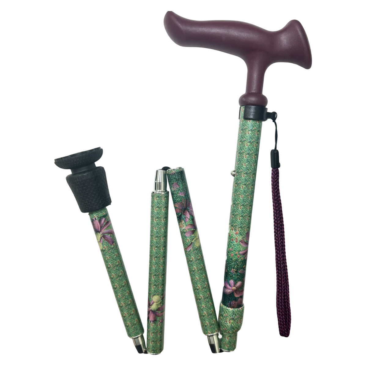 杖 折りたたみ 5段階調節 デザイナーズアートステッキ おしゃれ ( つえ ステッキ 軽量 女性 男性 コンパクト 伸縮 長さ調節 ストラップ付 歩行補助 SGマーク 折りたたみ杖 折り畳み 介護用 高齢者 介護用品 転倒防止 リハビリ ) 【コスモス】 コスモス