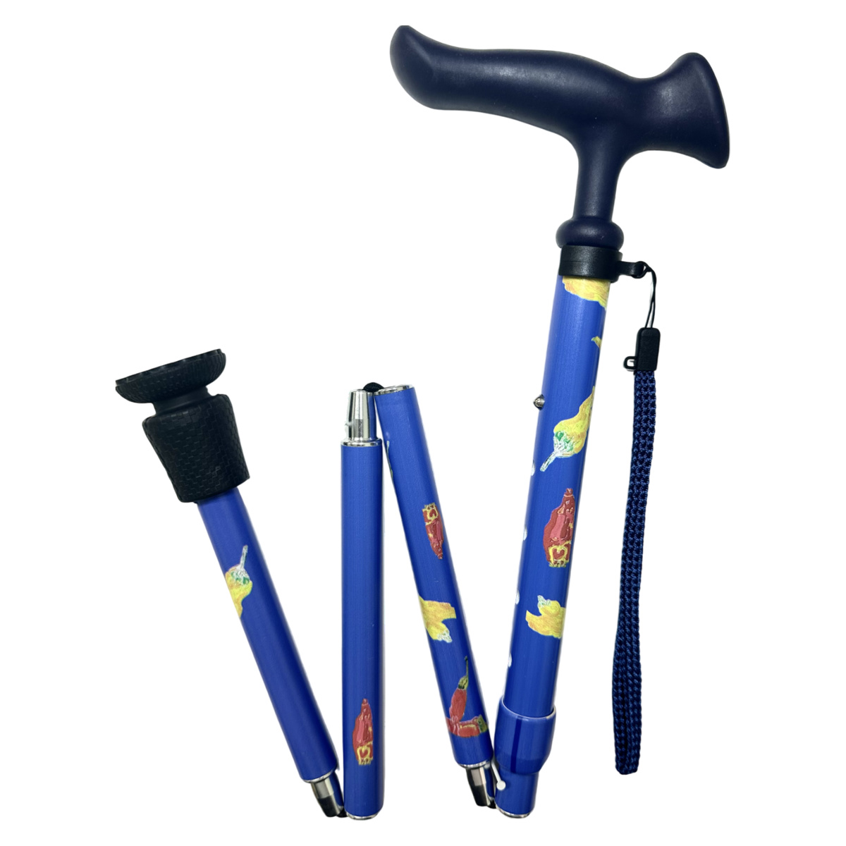 杖 折りたたみ 5段階調節 チャレンジドアートステッキ おしゃれ ( つえ ステッキ 軽量 女性 男性 コンパクト 伸縮 長さ調節 ストラップ付 歩行補助 SGマーク 折りたたみ杖 折り畳み 介護用 高齢者 介護用品 転倒防止 リハビリ ) 【とうがらし】 とうがらし