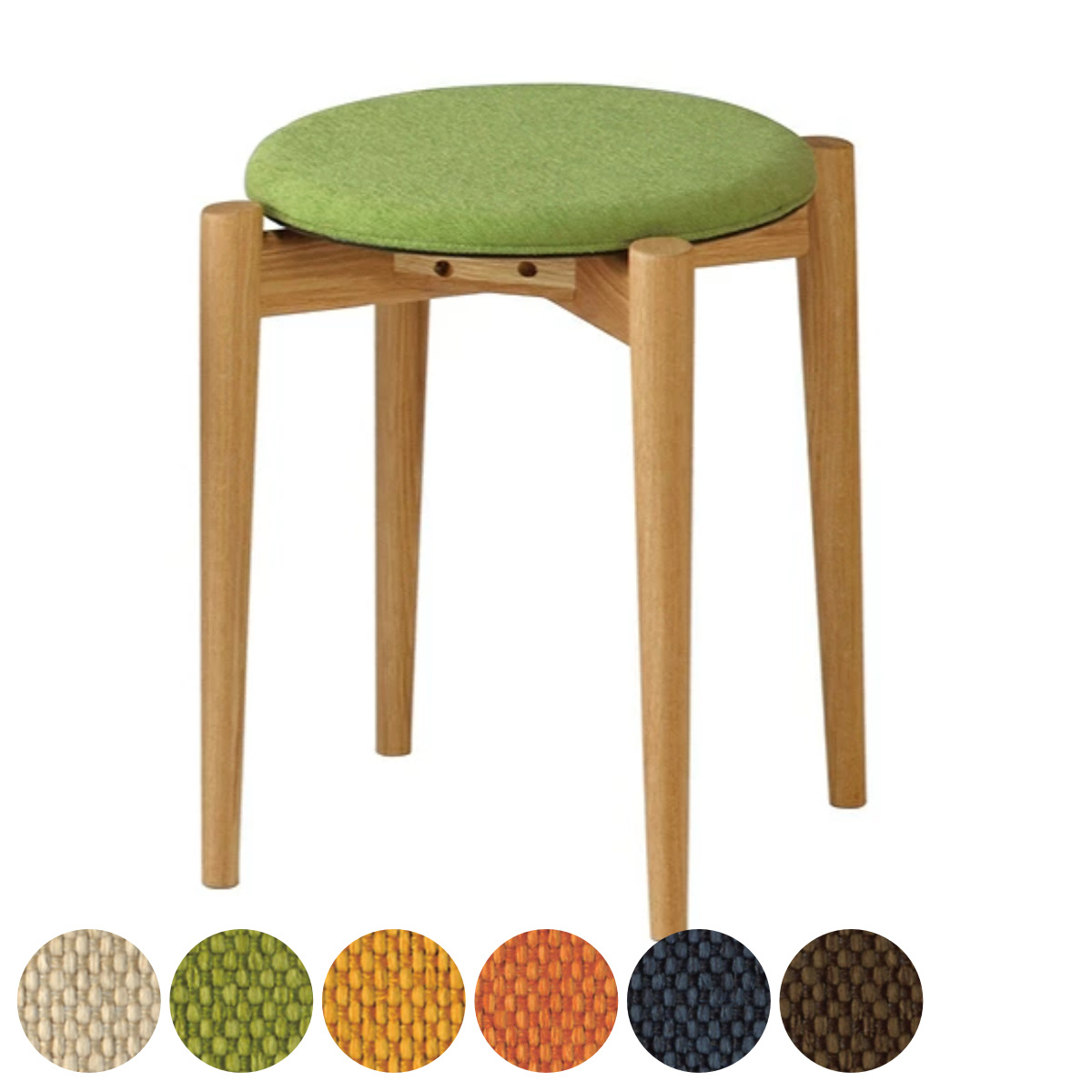 スツール 2脚セット スタッキング 高さ42cm 木製 布張り ファブリック 積み重ね 椅子 イス 腰掛 ( 開梱設置 チェア 腰掛け 木製スツール いす 玄関 リビング 簡易 来客用 キッチン おしゃれ 丸椅子 丸型 チェアー ) 【ブラウン】 ブラウン