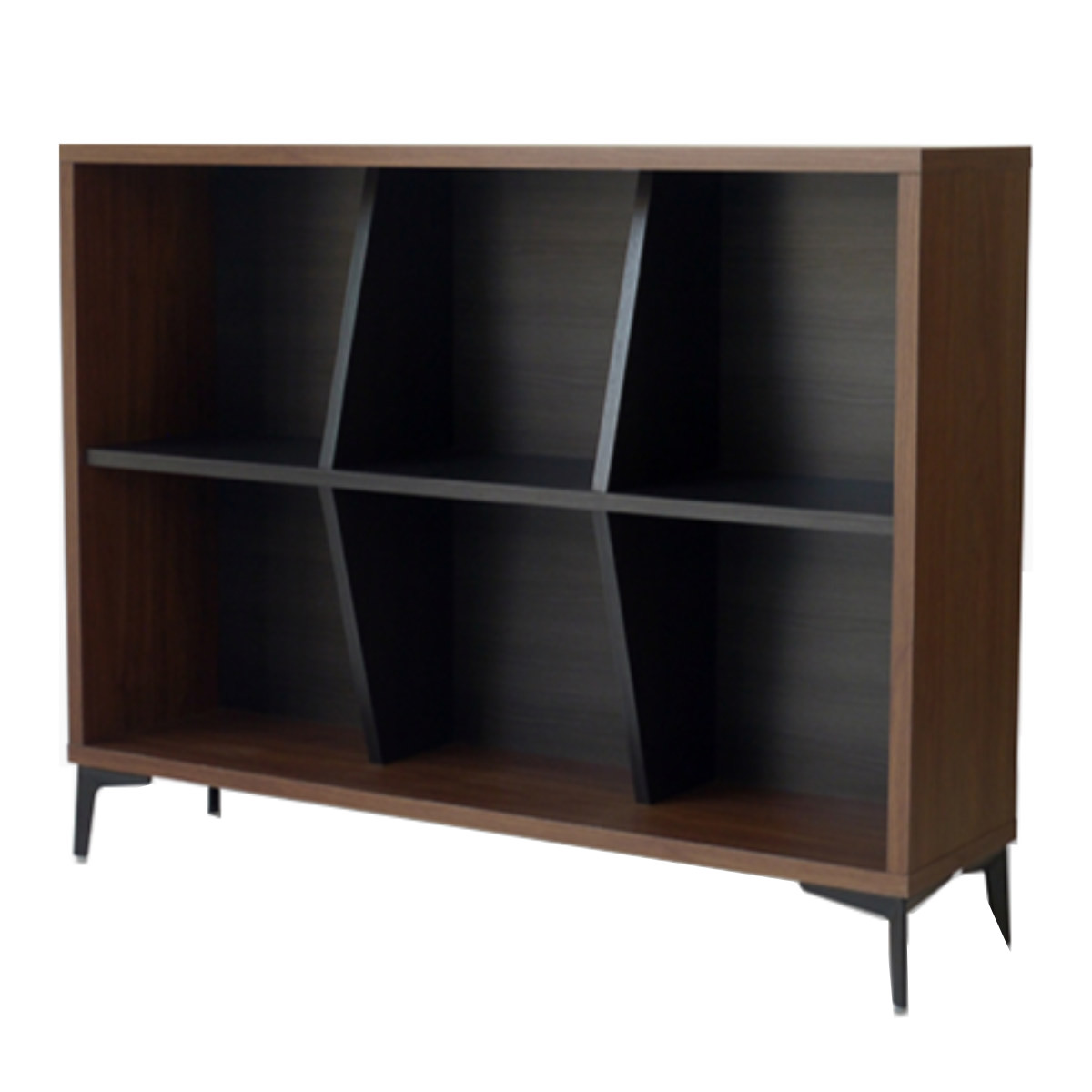 シェルフ 幅120.2cm 2段 日本製 脚付き 木目調 スチール 本棚 ( 開梱設置 オープンラック ラック 棚 飾り棚 奥行スリム ディスプレイラック リビング収納 ツートーン シンプル 二段 )