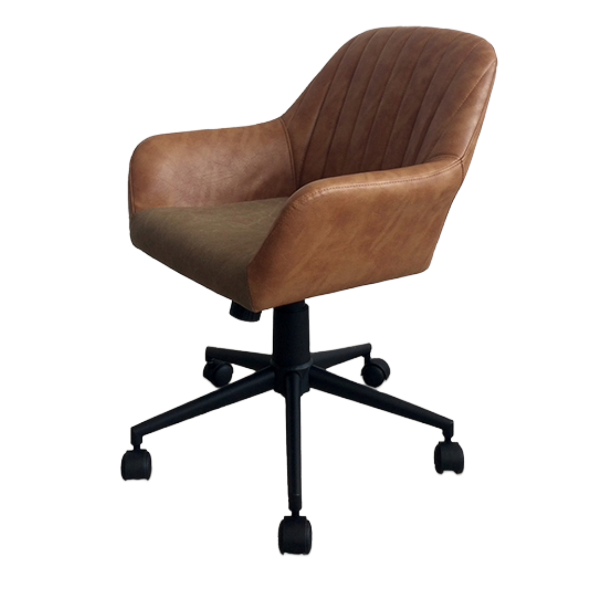 オフィスチェア 座面高44~52cm キャスター付き ゴードー レトロ ( パソコンチェア ワークチェア アームレス レザー調 回転 オフィス 肘掛け デスクチェア PCチェア イス 椅子 学習椅子 勉強椅子 ウレタン ) 【ブラウン】 ブラウン