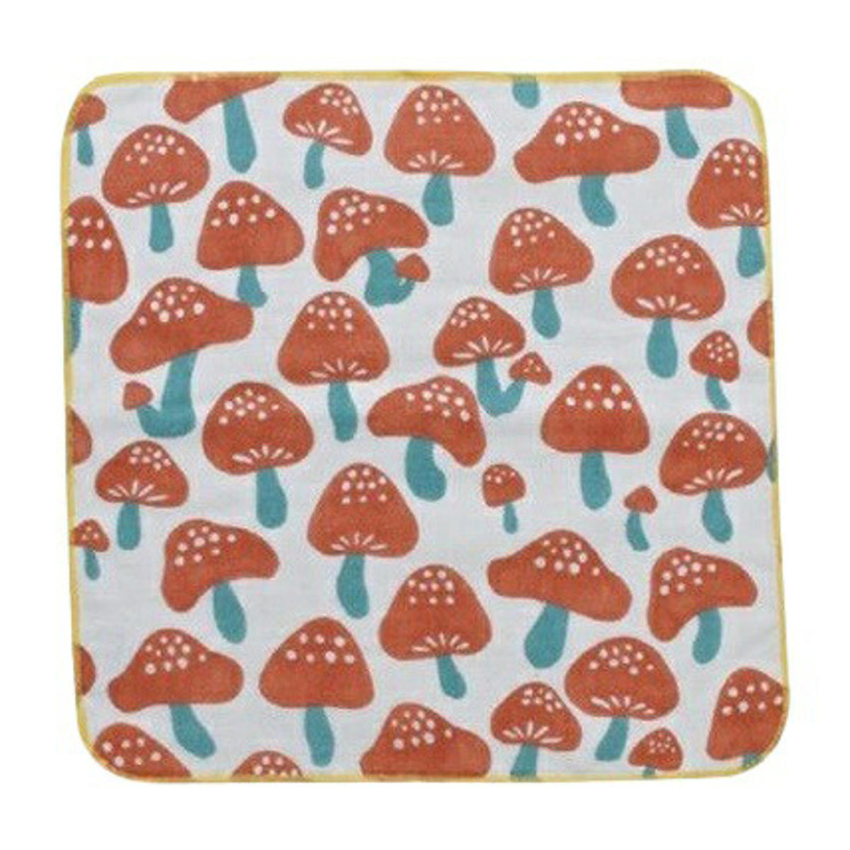 ミニタオル 25×25cm タオルハンカチ HELLO BEAR ( タオル 手拭き ハンカチ 綿100 ガーゼ パイル 通気性 吸水 日本製 ミニハンカチ ハンドタオル 手ふき カラフル 可愛い やわらかい ふんわり ) 【きのこ】 きのこ