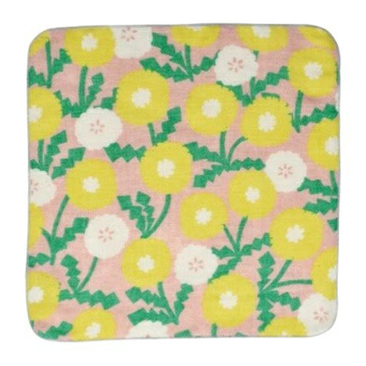 ミニタオル 25×25cm タオルハンカチ HELLO BEAR ( タオル 手拭き ハンカチ 綿100 ガーゼ パイル 通気性 吸水 日本製 ミニハンカチ ハンドタオル 手ふき カラフル 可愛い やわらかい ふんわり ) 【タンポポ】 タンポポ