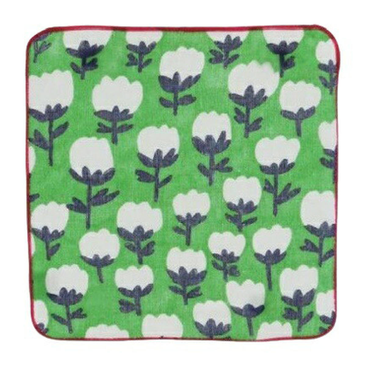 ミニタオル 25×25cm タオルハンカチ HELLO BEAR ( タオル 手拭き ハンカチ 綿100 ガーゼ パイル 通気性 吸水 日本製 ミニハンカチ ハンドタオル 手ふき カラフル 可愛い やわらかい ふんわり ) 【ホワイトフラワー】 ホワイトフラワー