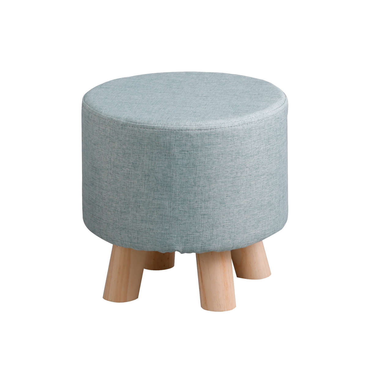 スツール ミニ 円型 座面高28cm コロン・チェア ( 椅子 チェア 丸 ラウンド 小さい ロー ファブリック 布 木製脚 玄関 リビング 北欧 ナチュラル おしゃれ かわいい コンパクト クッション カバー ) 【グリーン】 グリーン