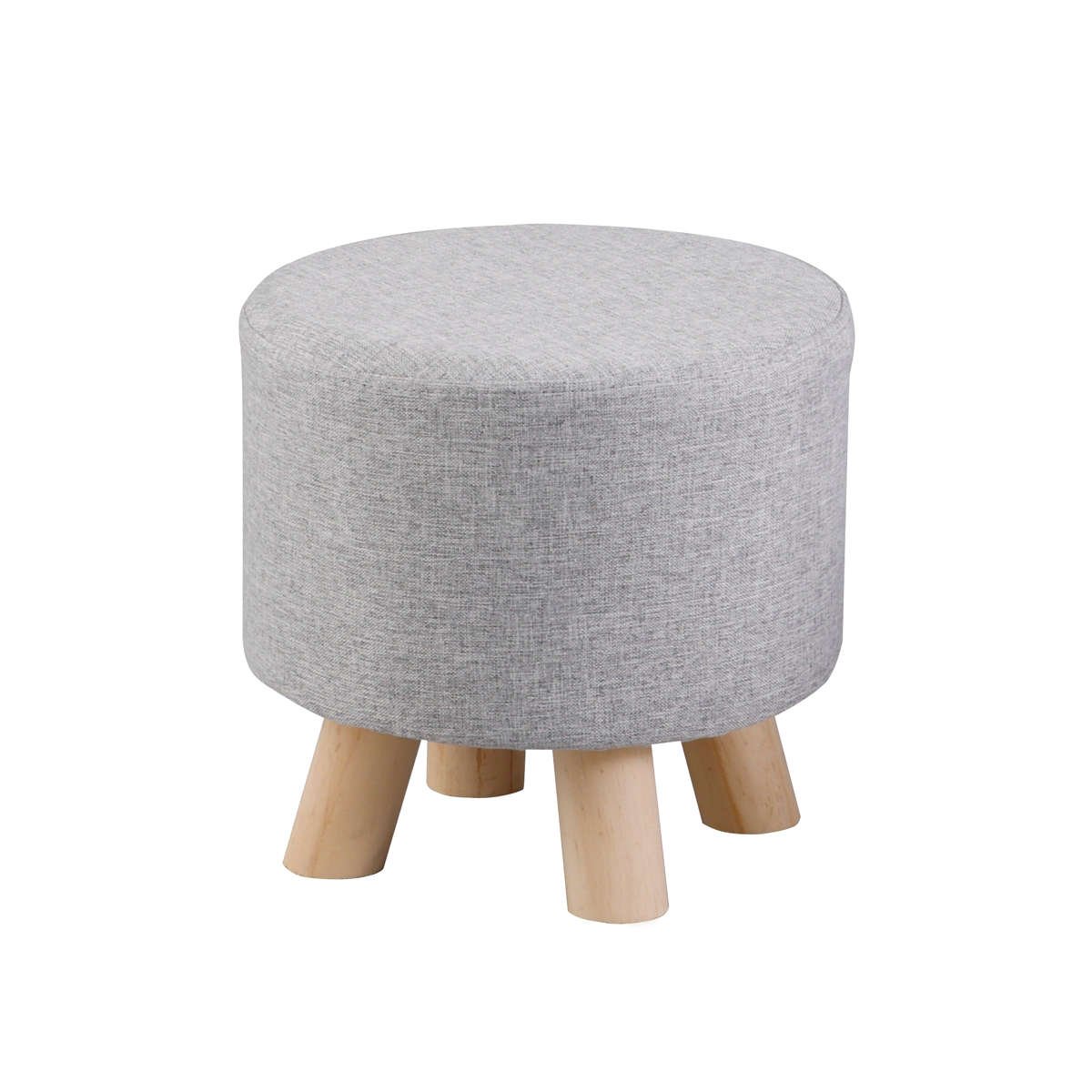 スツール ミニ 円型 座面高28cm コロン・チェア ( 椅子 チェア 丸 ラウンド 小さい ロー ファブリック 布 木製脚 玄関 リビング 北欧 ナチュラル おしゃれ かわいい コンパクト クッション カバー ) 【グレー】 グレー