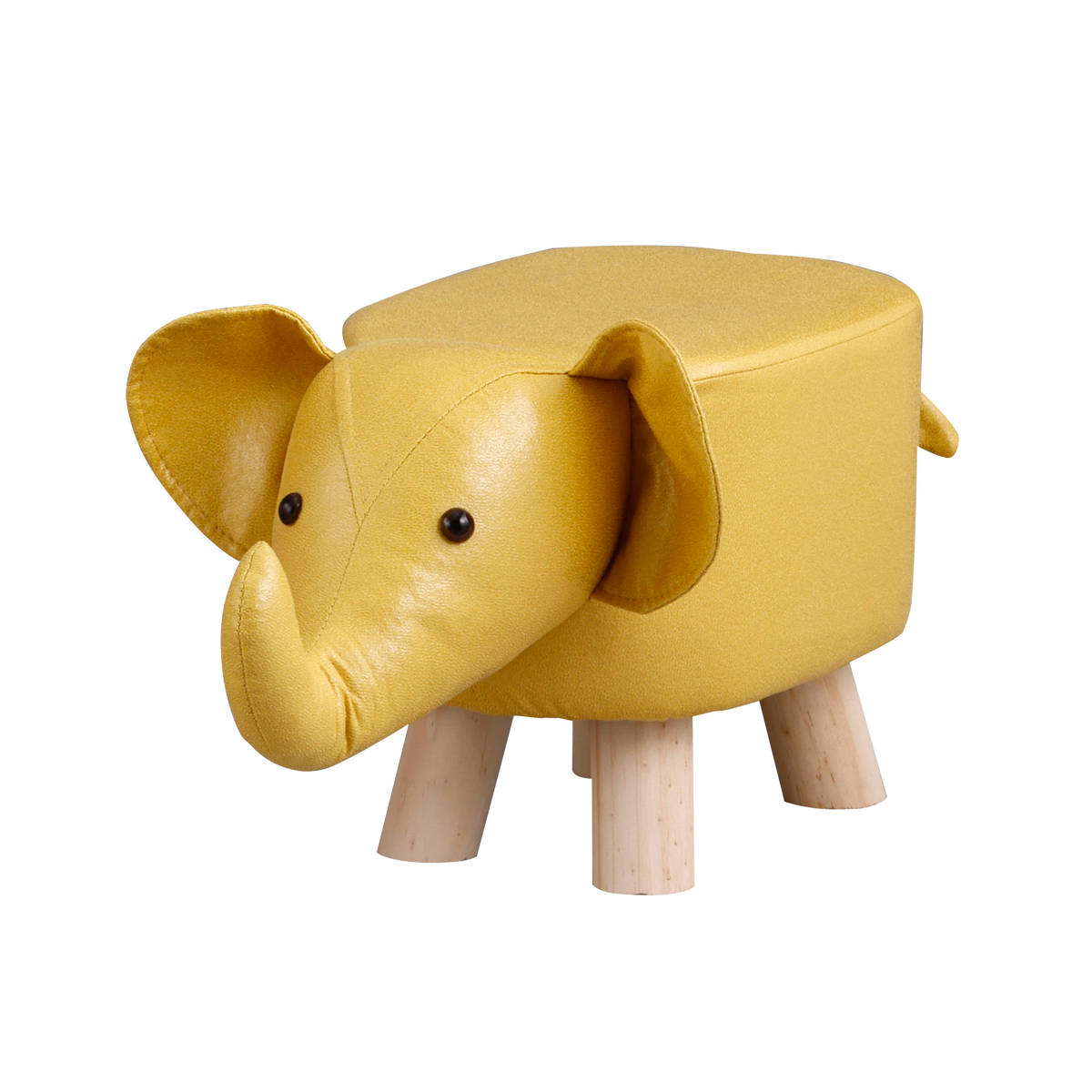 アニマルスツール ゾウ 座面高26.5cm ティーア・スツール・エレファント ( 椅子 チェア アニマル 動物 ロー レザー調 木製脚 キッズ リビング 北欧 ナチュラル おしゃれ かわいい コンパクト クッション ) 【イエロー】 イエロー