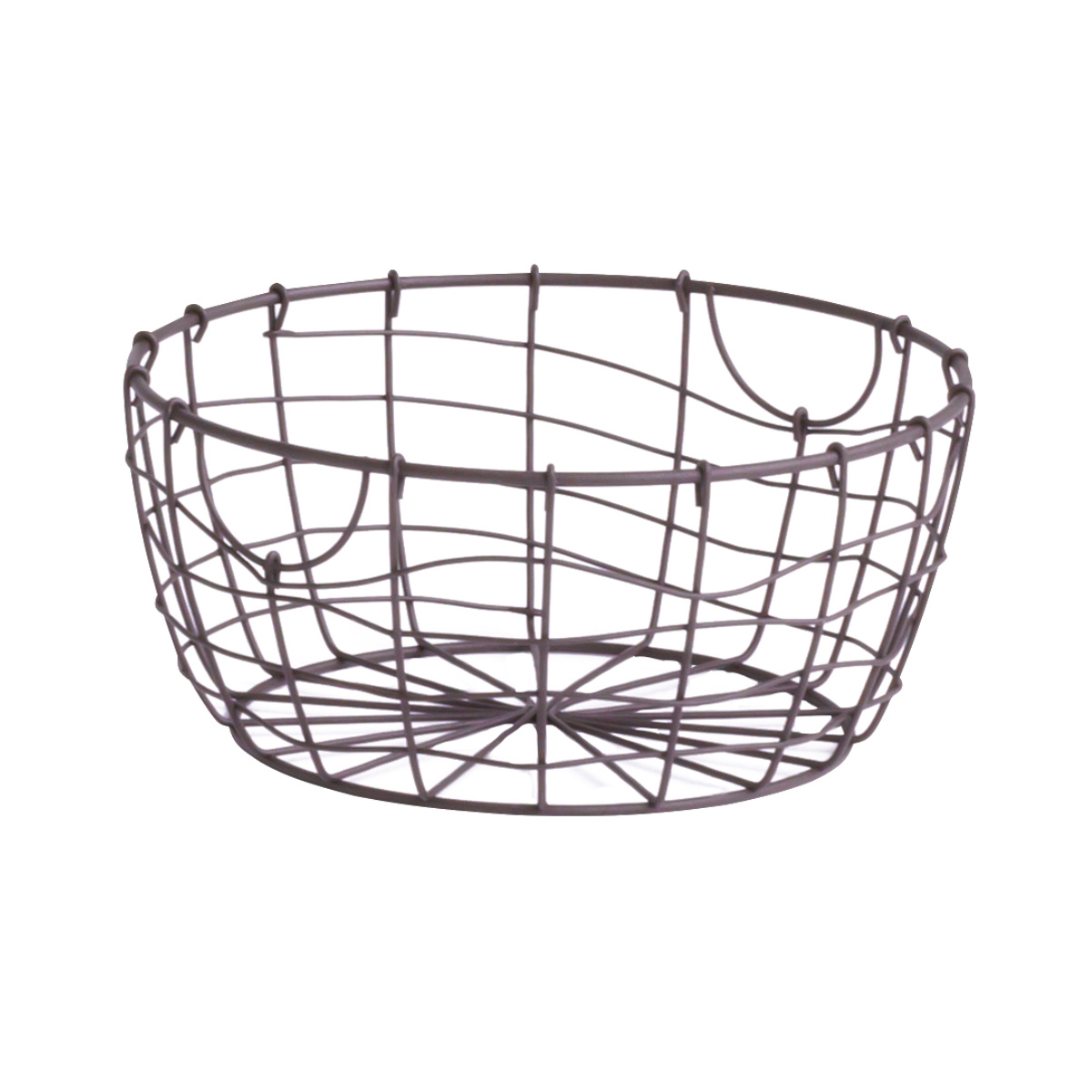 かご スウェル ラウンドバスケット L 幅20×奥行20×高さ9cm ( 小物入れ 卓上収納 収納 バスケット ワイヤーバスケット 深型 アイアンバスケット カゴ 丸型 ワイヤー アイアン 収納バスケット 小物収納 おしゃれ ) 【ブラウン】 ブラウン