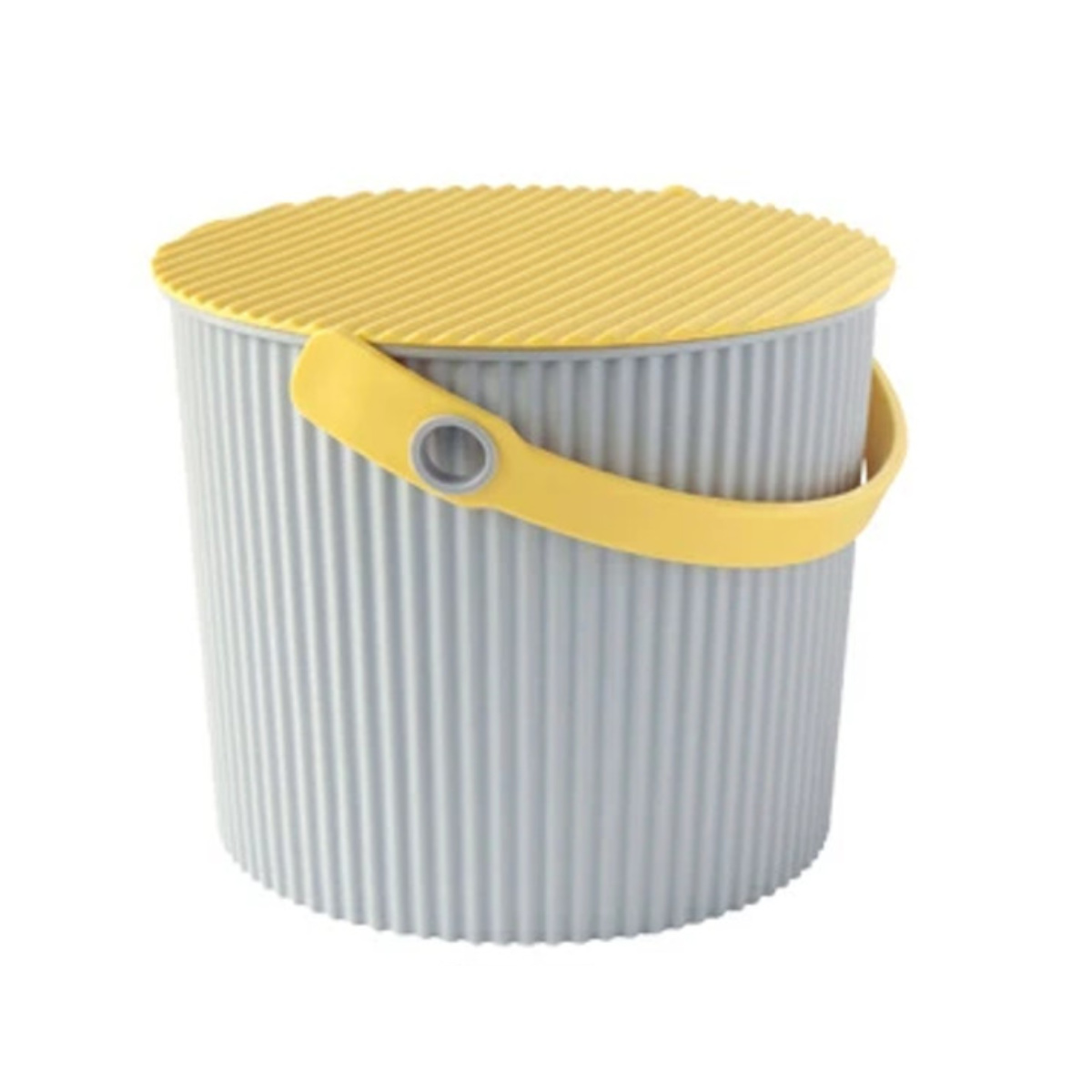 収納バスケット ミニ 4L 幅22×奥行21×高さ17cm 簡易 スツール フタ付き 持ち手付き グッドデザイン賞 受賞 グリーン ( 収納 バスケット イス いす バケツ ガーデニング プラスチック 収納スツール 収納ボックス おもちゃ箱 ) 【イエロー】 イエロー