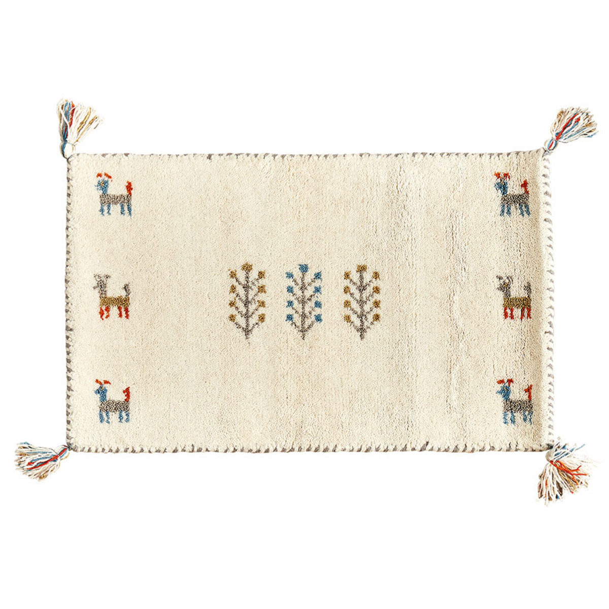 玄関マット 60×90 GABBEH 室内 ( マット ラグ 敷物 インテリア おしゃれ ウール100% 幅90cm ギャベ ギャッベ ハンドメイド オールシーズン フリンジ付き リビング ソファ横 ベッドサイド ラグマット 玄関用 エントランス ) 【D21】 D21