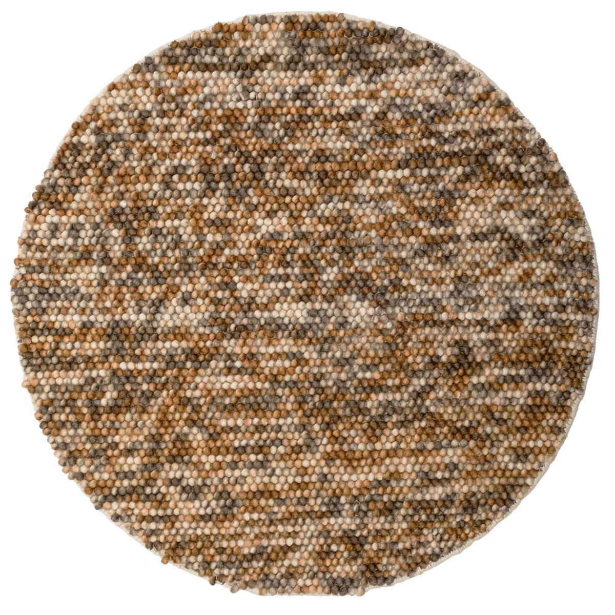 フロアマット 直径120cm ポコポコ マルチカラーの手織りマット 円形 ウール100% ( ラグ マット カーペット ふかふか グラデーション 玄関マット 室内 ホットカーペット対応 床暖対応 ハンドメイド 羊毛 敷き物 インテリア ) 【ベージュ】 ベージュ