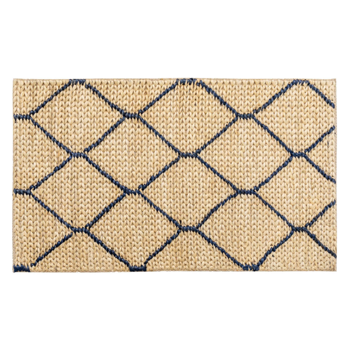 玄関マット 室内 ジュートマット モロッカン 60×90 ( マット ラグ 敷物 インテリア おしゃれ ジュート100% 夏 手織り 黄麻 薄手 幅90cm かわいい キッチン リビング 寝室 洗面所 室内用マット 敷き物 涼しい ) 【ネイビー】 ネイビー