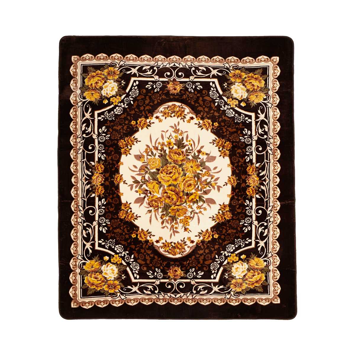 ラグ 洗える アドリア 200x240 ホットカーペットカバー ( ラグマット マット カーペット 絨毯 じゅうたん 床暖対応 床暖 床暖房 センターラグ 花柄 フラワー ホットカーペット インテリア ) 【ブラウン】 ブラウン