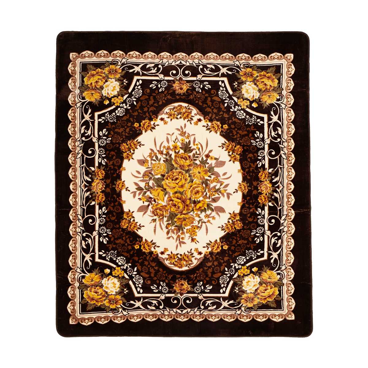 ラグ 洗える アドリア 200x300 ホットカーペットカバー ( ラグマット マット カーペット 絨毯 じゅうたん 床暖対応 床暖 床暖房 センターラグ 花柄 フラワー ホットカーペット インテリア ) 【ブラウン】 ブラウン