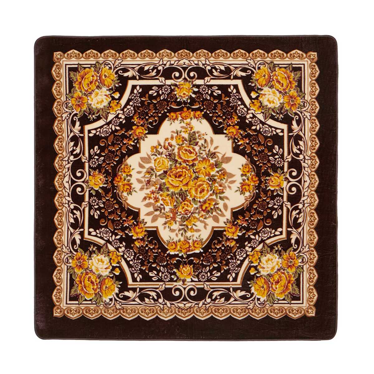 ラグ 洗える アドリア 220x220 ホットカーペットカバー ( ラグマット マット カーペット 絨毯 じゅうたん 床暖対応 床暖 床暖房 センターラグ 花柄 フラワー ホットカーペット インテリア ) 【ブラウン】 ブラウン